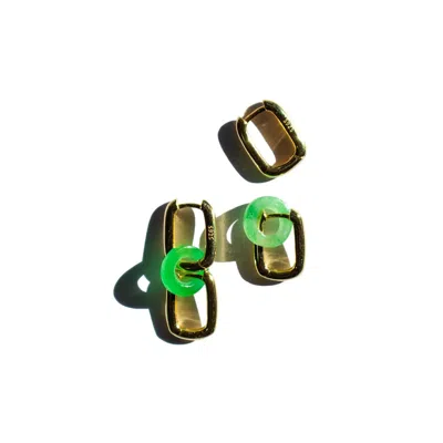 Seree Women's Della Convertible Link Jade Earrings - Gold Small