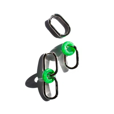Seree Women's Della Convertible Link Jade Earrings - Silver Large