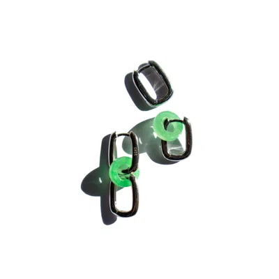 Seree Women's Della Convertible Link Jade Earrings - Silver Small