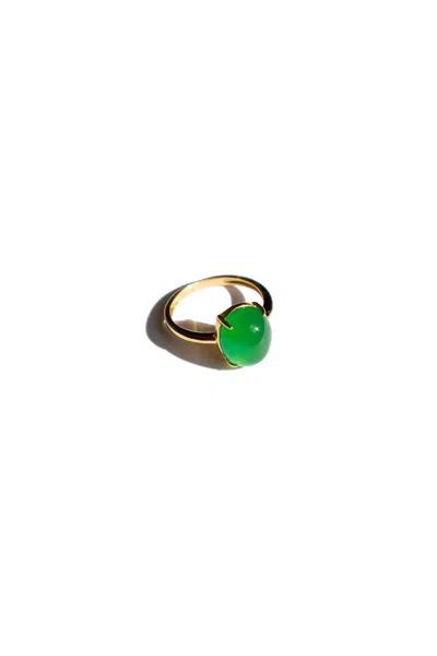 Seree Women's Dew Green Jade Stone Ring In Bright Green