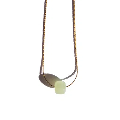Seree Women's Gold / Green Beetle Green Bead Jade Necklace