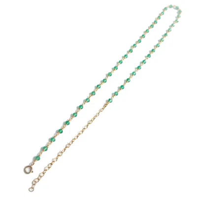 Seree Women's Gold / Green Hannah Skinny Bead Choker Necklace