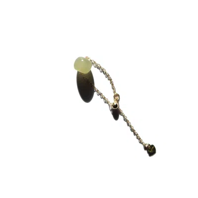 Seree Women's Gold / Green Libra Skinny Gold Chain Jade Ring