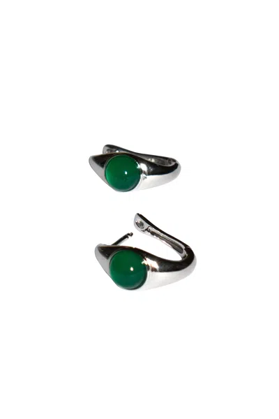 Seree Women's Green Brooke Jade Stone Hoop Earrings