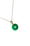 Seree Women's Green Donut Jade Pendant Necklace