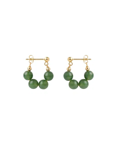 Seree Fay Beaded Jade Hoop Earrings In Green