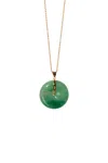 Seree Women's Green Oro Jade Stone Pendant Necklace