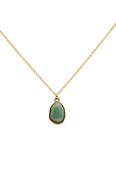 Seree Women's Green Puzzle Jade Stone Pendant Necklace In Pebble In Gold