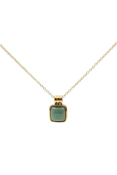 Seree Women's Green Puzzle Jade Stone Pendant Necklace In Square
