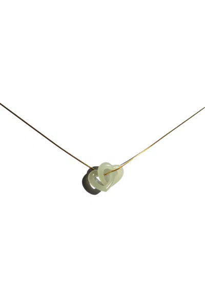Seree Women's Green The Hearts Interlocking Jade Pendant Necklace In Gold
