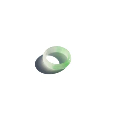 Seree Women's Green / White Koi Mottled Green Jade Ring In Neutral