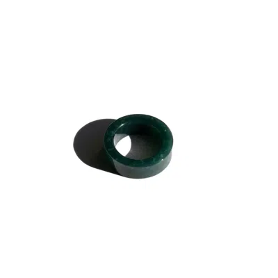 Seree Women's Grey Seal Cyan Square Jade Ring In Green