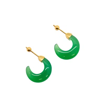 Seree Women's Half Moon Green Chalcedony Earrings