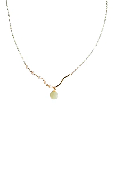 Seree Women's Isla Green Jade & Freshwater Pearl Necklace
