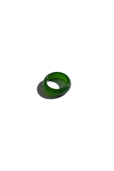 Seree Women's Lime Dark Green Jade Stone Ring