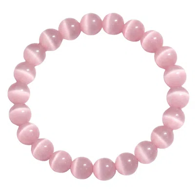 Seree Women's Manifest Collection Attraction Pink Cat's Eye Beaded Bracelet