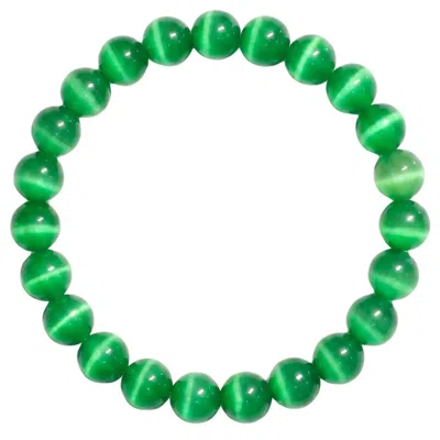 Seree Women's Manifest Collection Growth Green Cat's Eye Beaded Bracelet
