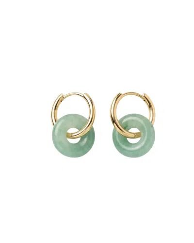 Seree Women's Marlo Green Jade Stone Hoop Earrings In Pink