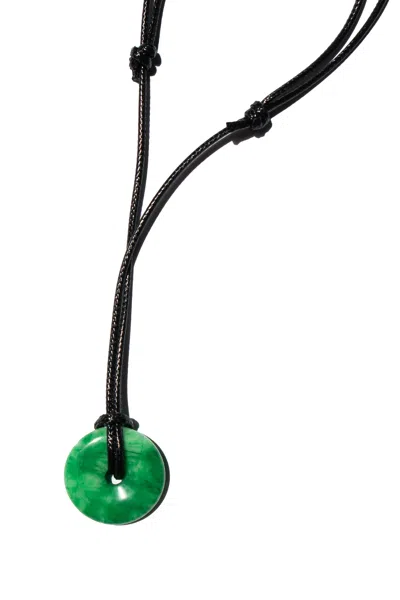Seree Women's Medallion — Green Jade Cord Necklace