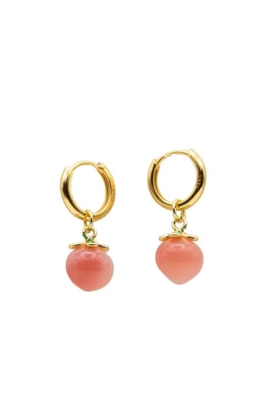 Seree Women's Pink Harvest Jade Stone Charm Earrings In Peach In Gold