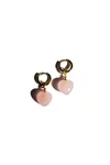 Seree Women's Pink / Purple Heart Jade Stone Charm Earrings In Pink/purple