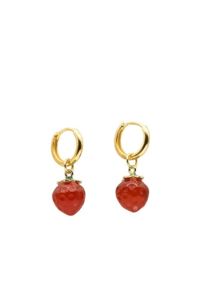 Seree Women's Red Harvest Jade Stone Charm Earrings In Strawberry