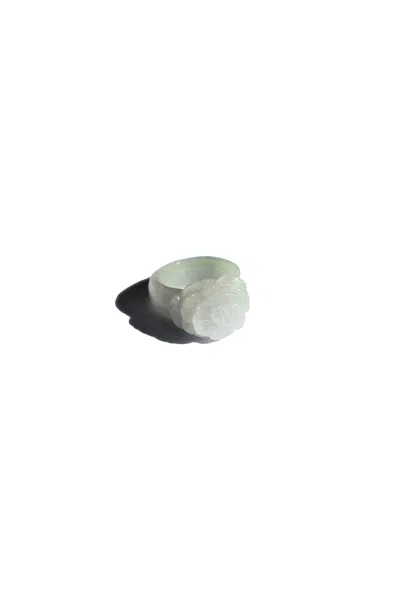 Seree Women's Rose Off White Jade Ring