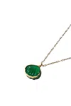 Seree Shell Green Jade Stone Pendant Necklace In Green