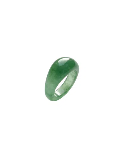 Seree Women's Thin Dome Jade-green Aventurine Signet Ring