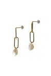 Seree Carla Pearl Drop Earrings In Gold