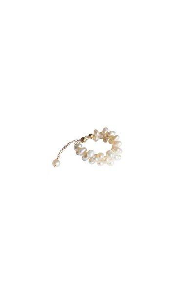Seree Women's White Estelle Freshwater Pearl Adjustable Ring
