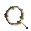 Seree Women's White / Gold / Green Isabelle Pearl And Green Jade Bracelet In Multi