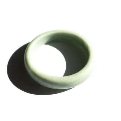 Seree Women's White / Green Tennis Opaque Green Jade Bangle - Off White In Multi
