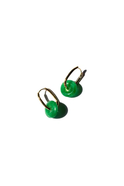Seree Women's Willow Green Jade Stone Hoop Earrings