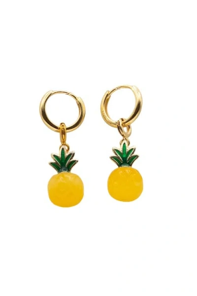 Seree Women's Yellow Harvest Jade Stone Charm Earrings In Pineapple In Gold