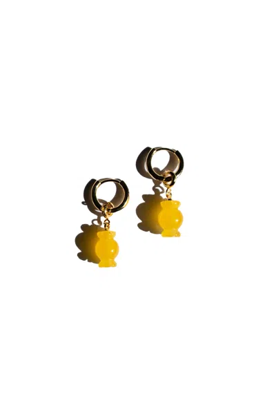 Seree Women's Yellow / Orange Bonbon Jade Stone Charm Earrings - Yellow & Orange