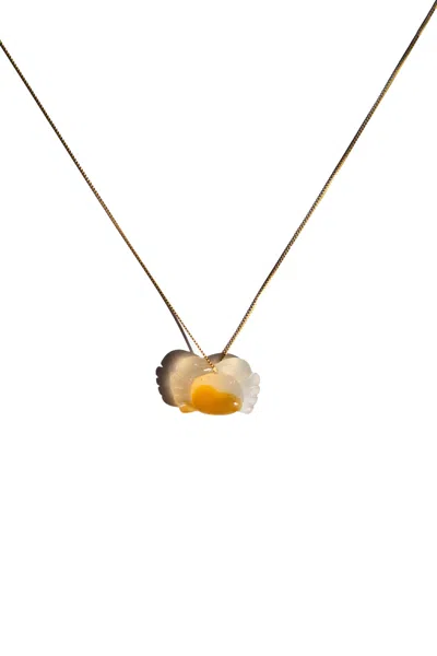 Seree Women's Yellow / Orange Zodiac Collection Cancer Jade Stone Necklace