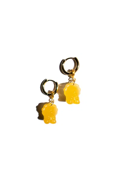 Seree Women's Yellow / Orange Zodiac Collection Leo Jade Stone Charm Earrings In Gold