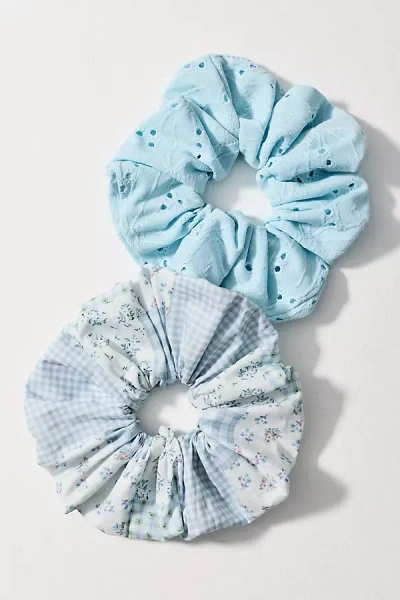 Serefina Satin Scrunchies, Set Of 2 In Blue