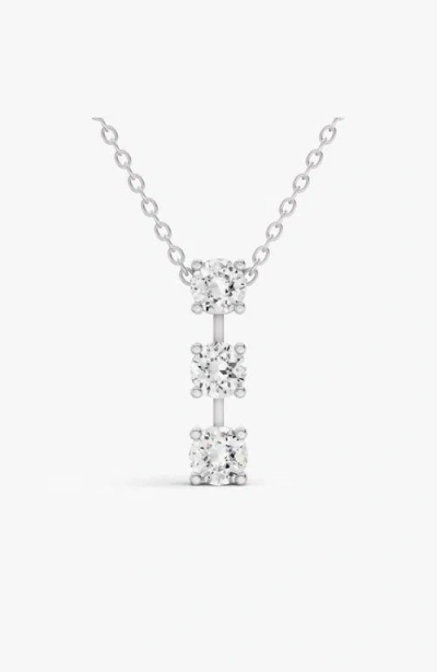 Sereia Official 10k Gold 0.5 Ct Round Lab Grown Diamond Three Stone Bar Pendant In Metallic