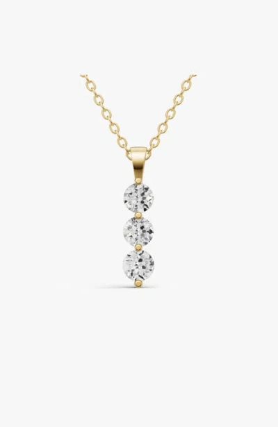 Sereia Official 10k Gold 1 Ct Round Lab Grown Diamond Three Stone Snow Pendant