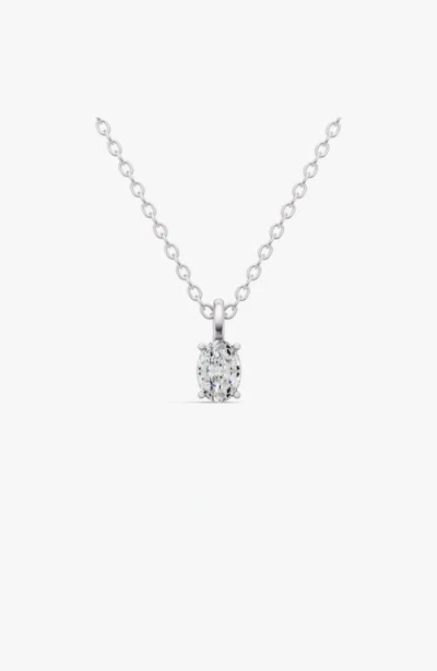 Sereia Official 14k Gold 0.25 Ct Lab Grown Oval Cut Diamond Solitaire Pendant In Silver