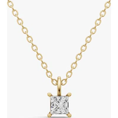 Sereia Official 14k Gold 0.25 Ct Lab Grown Princess Cut Diamond Solitaire Pendant With Bail In Yellow Gold
