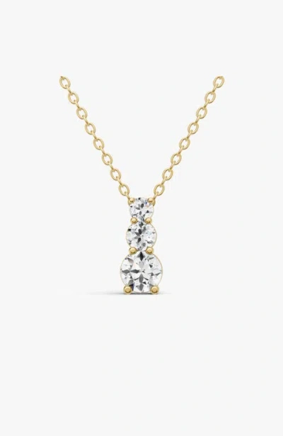 Sereia Official 14k Gold 0.25 Ct Round Lab Grown Diamond Three Stone Snow Hidden Bail Pendant In Yellow Gold