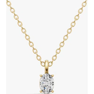 Sereia Official 14k Gold 0.5 Ct Lab Grown Oval Cut Diamond Solitaire Pendant In White