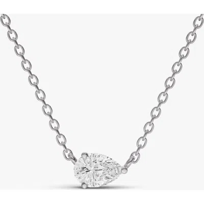 Sereia Official 14k Gold 0.5 Ct Lab Grown Pear Shape Diamond Pendant In Silver