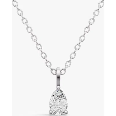 Sereia Official 14k Gold 0.5 Ct Lab Grown Pear Shape Diamond Solitaire Pendant With Bail In Silver