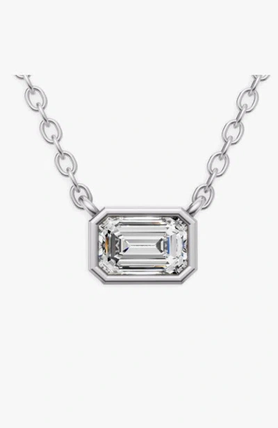 Sereia Official 14k Gold 0.5 Ct Lab-grown Emerald Cut Bezel Pendant In Pattern