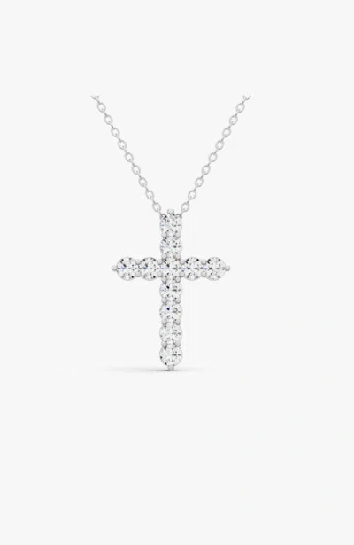 Sereia Official 14k Gold 0.75 Ct Cross Pendant Necklace With Lab Diamonds In Silver