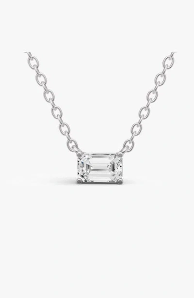 Sereia Official 14k Gold 0.75 Ct Lab Grown Emerald Shape Diamond Pendant In White Gold